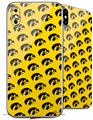 2 Decal style Skin Wraps set compatible with Apple iPhone X and XS Iowa Hawkeyes Tigerhawk Tiled 06 Black on Gold