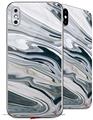 2 Decal style Skin Wraps set for Apple iPhone X and XS Blue Black Marble