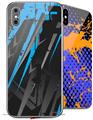 2 Decal style Skin Wraps set for Apple iPhone X and XS Baja 0014 Blue Medium