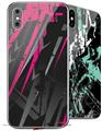 2 Decal style Skin Wraps set for Apple iPhone X and XS Baja 0014 Hot Pink