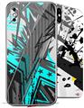2 Decal style Skin Wraps set for Apple iPhone X and XS Baja 0032 Neon Teal