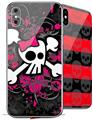 2 Decal style Skin Wraps set for Apple iPhone X and XS Girly Skull Bones
