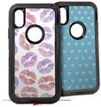 2x Decal style Skin Wrap Set compatible with Otterbox Defender iPhone X and Xs Case - Pink Purple Lips (CASE NOT INCLUDED)