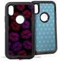 2x Decal style Skin Wrap Set compatible with Otterbox Defender iPhone X and Xs Case - Red Pink And Black Lips (CASE NOT INCLUDED)
