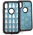 2x Decal style Skin Wrap Set compatible with Otterbox Defender iPhone X and Xs Case - Winter Trees Blue (CASE NOT INCLUDED)