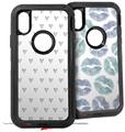 2x Decal style Skin Wrap Set compatible with Otterbox Defender iPhone X and Xs Case - Hearts Gray (CASE NOT INCLUDED)