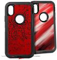 2x Decal style Skin Wrap Set compatible with Otterbox Defender iPhone X and Xs Case - Folder Doodles Red (CASE NOT INCLUDED)