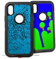 2x Decal style Skin Wrap Set compatible with Otterbox Defender iPhone X and Xs Case - Folder Doodles Blue Medium (CASE NOT INCLUDED)
