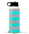 Skin Wrap Decal compatible with Hydro Flask Wide Mouth Bottle 32oz Psycho Stripes Neon Teal and Gray (BOTTLE NOT INCLUDED)
