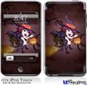 iPod Touch 2G & 3G Skin - Cute Halloween Witch on Broom with Cat and Jack O Lantern Pumpkin