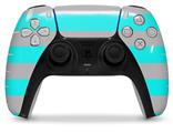 WraptorSkinz Skin Wrap compatible with the Sony PS5 DualSense Controller Psycho Stripes Neon Teal and Gray (CONTROLLER NOT INCLUDED)
