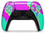 WraptorSkinz Skin Wrap compatible with the Sony PS5 DualSense Controller Drip Teal Pink Yellow (CONTROLLER NOT INCLUDED)