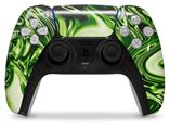 WraptorSkinz Skin Wrap compatible with the Sony PS5 DualSense Controller Liquid Metal Chrome Neon Green (CONTROLLER NOT INCLUDED)