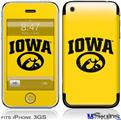 iPhone 3GS Skin - Iowa Hawkeyes Tigerhawk Oval 01 Black on Gold