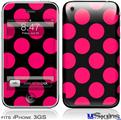 iPhone 3GS Skin - Kearas Polka Dots Pink On Black