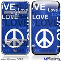 iPhone 3GS Skin - Love and Peace Blue