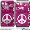 iPhone 3GS Skin - Love and Peace Hot Pink