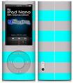 iPod Nano 5G Skin - Psycho Stripes Neon Teal and Gray