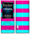 iPod Nano 5G Skin - Psycho Stripes Neon Teal and Hot Pink