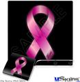 Decal Skin compatible with Sony PS3 Slim Hope Breast Cancer Pink Ribbon on Black