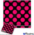 Decal Skin compatible with Sony PS3 Slim Kearas Polka Dots Pink On Black