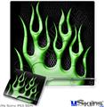 Decal Skin compatible with Sony PS3 Slim Metal Flames Green
