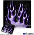 Decal Skin compatible with Sony PS3 Slim Metal Flames Purple