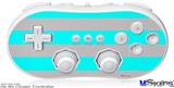 Wii Classic Controller Skin - Psycho Stripes Neon Teal and Gray