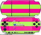 Sony PSP 3000 Skin - Psycho Stripes Neon Green and Hot Pink