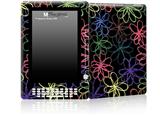 Kearas Flowers on Black - Decal Style Skin for Amazon Kindle DX