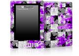 Purple Checker Skull Splatter - Decal Style Skin for Amazon Kindle DX