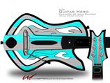 Psycho Stripes Neon Teal and Gray Decal Style Skin - fits Warriors Of Rock Guitar Hero Guitar (GUITAR NOT INCLUDED)