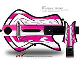 Psycho Stripes Hot Pink and White Decal Style Skin - fits Warriors Of Rock Guitar Hero Guitar (GUITAR NOT INCLUDED)