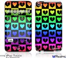 iPod Touch 4G Decal Style Vinyl Skin - Love Heart Checkers Rainbow