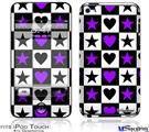 iPod Touch 4G Decal Style Vinyl Skin - Purple Hearts And Stars