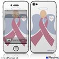 iPhone 4 Decal Style Vinyl Skin - Angel Ribbon Hope (DOES NOT fit newer iPhone 4S)