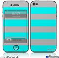 iPhone 4 Decal Style Vinyl Skin - Psycho Stripes Neon Teal and Gray (DOES NOT fit newer iPhone 4S)