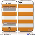 iPhone 4 Decal Style Vinyl Skin - Psycho Stripes Orange and White (DOES NOT fit newer iPhone 4S)