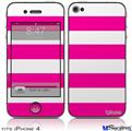 iPhone 4 Decal Style Vinyl Skin - Psycho Stripes Hot Pink and White (DOES NOT fit newer iPhone 4S)