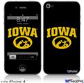 iPhone 4 Decal Style Vinyl Skin - Iowa Hawkeyes Tigerhawk Oval 01 Gold on Black (DOES NOT fit newer iPhone 4S)