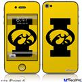 iPhone 4 Decal Style Vinyl Skin - Iowa Hawkeyes Tigerhawk Oval 02 Black on Gold (DOES NOT fit newer iPhone 4S)