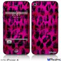 iPhone 4 Decal Style Vinyl Skin - Pink Distressed Leopard (DOES NOT fit newer iPhone 4S)