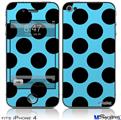 iPhone 4 Decal Style Vinyl Skin - Kearas Polka Dots Black And Blue (DOES NOT fit newer iPhone 4S)