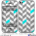 iPhone 4 Decal Style Vinyl Skin - Chevrons Gray And Aqua (DOES NOT fit newer iPhone 4S)