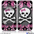 iPhone 4 Decal Style Vinyl Skin - Pink Bow Skull (DOES NOT fit newer iPhone 4S)