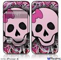 iPhone 4 Decal Style Vinyl Skin - Pink Skull (DOES NOT fit newer iPhone 4S)