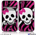 iPhone 4 Decal Style Vinyl Skin - Pink Zebra Skull (DOES NOT fit newer iPhone 4S)