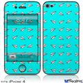 iPhone 4 Decal Style Vinyl Skin - Paper Planes Neon Teal (DOES NOT fit newer iPhone 4S)