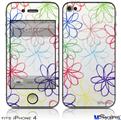 iPhone 4 Decal Style Vinyl Skin - Kearas Flowers on White (DOES NOT fit newer iPhone 4S)