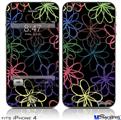 iPhone 4 Decal Style Vinyl Skin - Kearas Flowers on Black (DOES NOT fit newer iPhone 4S)